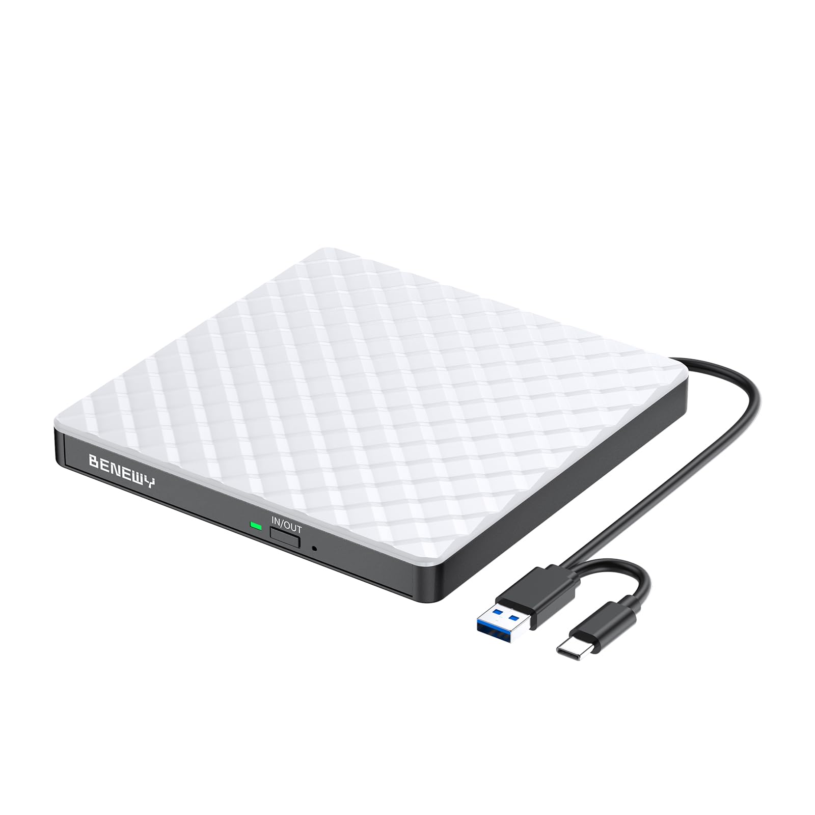 Photo 1 of External CD DVD Drive for Laptop, USB 3.0 USB C CD Burner DVD/CD ROM Drive Reader External DVD Drive DVD Player for Laptop Desktop PC Windows 11/10/8.1/7 MacBook Mac Linux OS Apple White