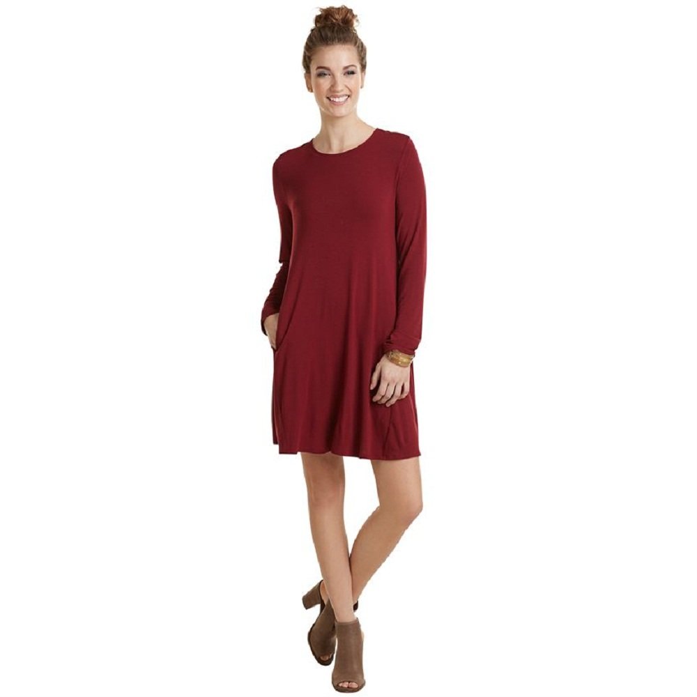 burgundy jersey dress