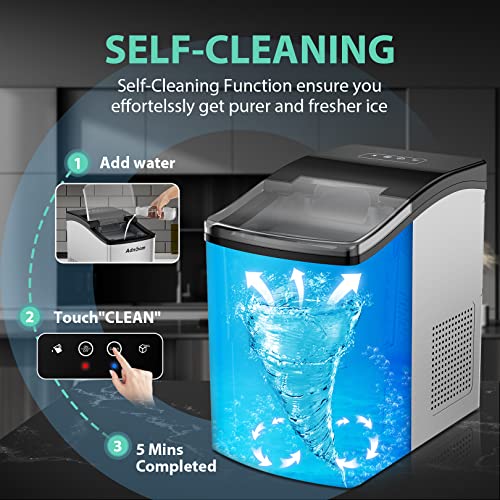ADNOOM Nugget Ice Maker Countertop, Pebble Ice Maker, 38Lbs /24H