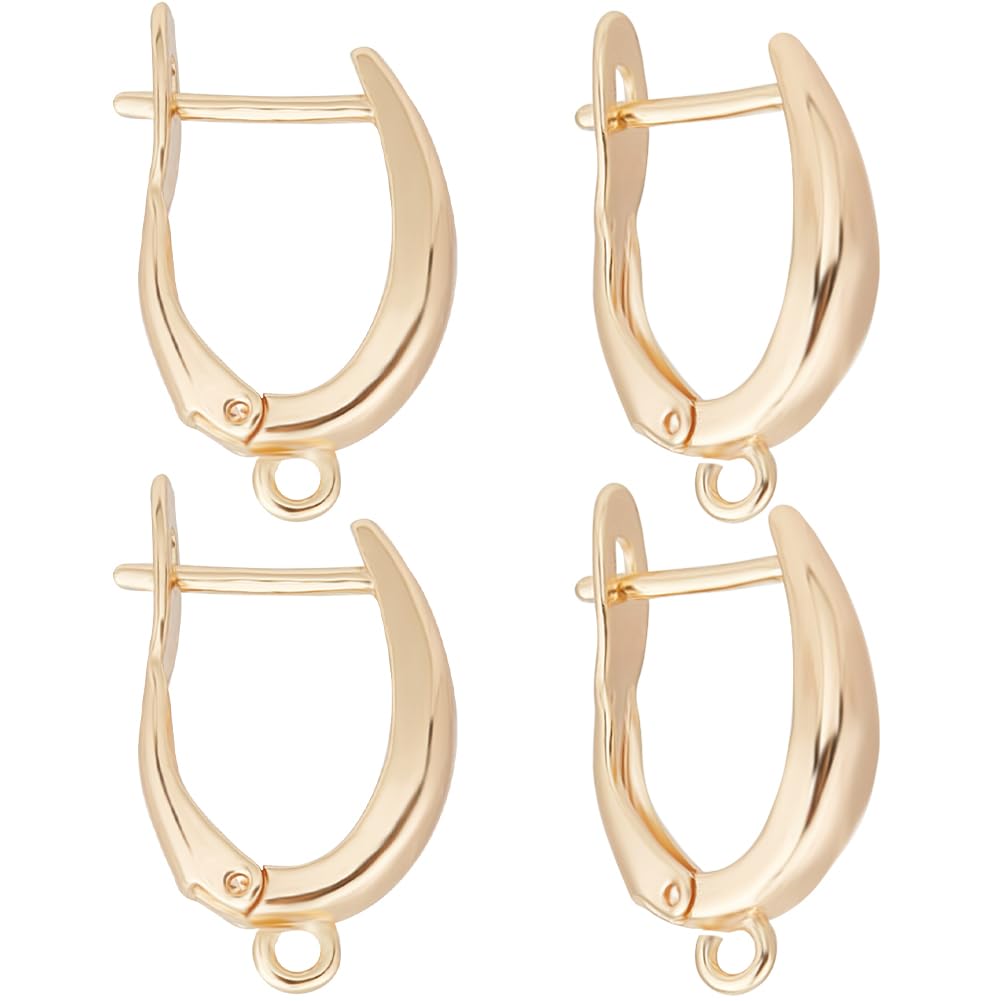 Beebeecraft 1 Box 10Pcs Leverback Earrings Findings 18K Gold Plated French Earring Hooks Gold Huggie Hoop Earrings with Loop Components for Jewellery Making DIY Gifts