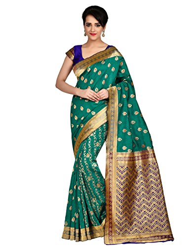 Shonaya green banarasi silk woven work saree & unst…