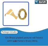 SISI UK Brass Plated Picture Rail Hooks with 3.0m Wire 10 Pcs Dado Rail view 5