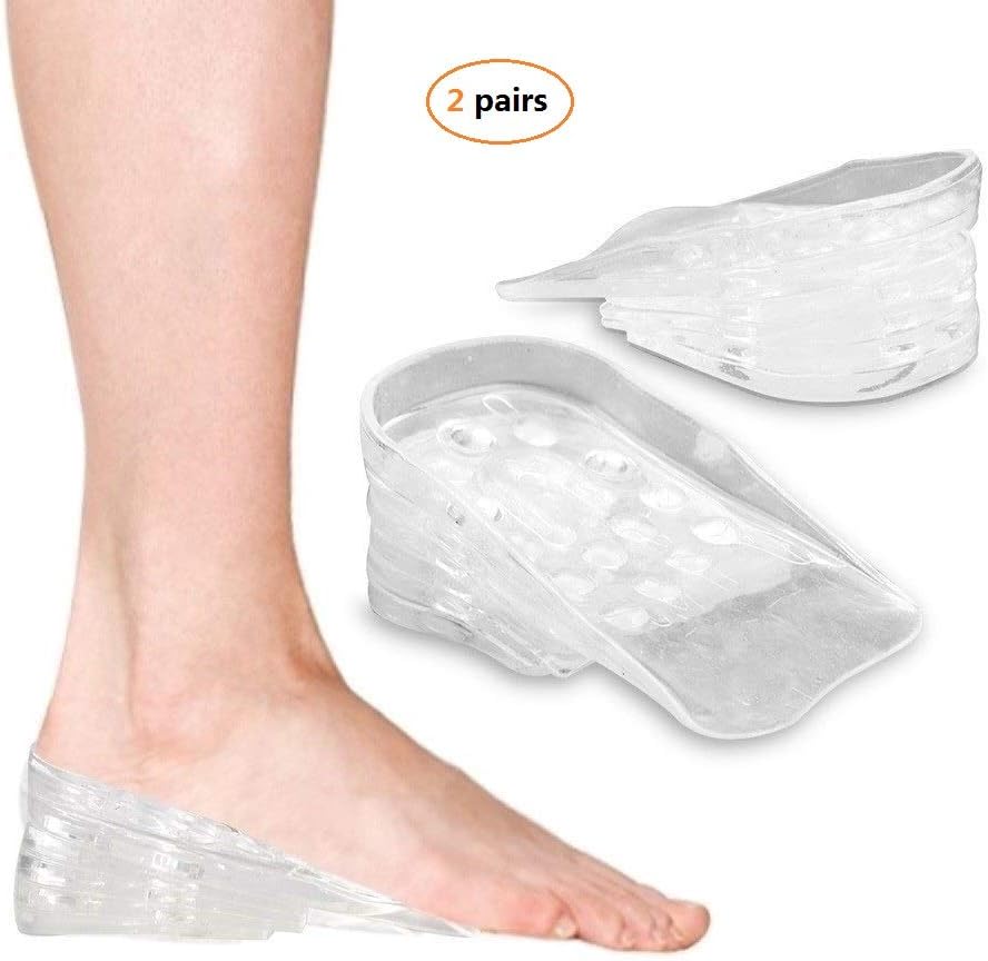 Refial Height Increase Insole 5-Layer Silicone Heel Cushion Inserts Gel Heel Pads Heel Lift Taller Height Lift Shoe Inserts Men Women