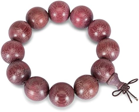 City Pierce Bracelet Natural Solid Wood Dark Purple 12 Smooth Balls 20mm Bead Elastic Mala