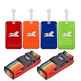 Luggage Tags Travel ID Tags with Address Card Luggage Straps Suitcase Belts for Travel - Multi Colored