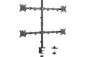 DURAMEX (TM) Quad Four 4 LCD LED Monitors Desk Mount Stand Fully Adjustable Upto 32" Full Adjustable Arms and Grommet Mountin