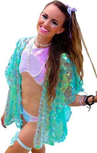 Freedom Rave Wear Sweet Mint Sequin Kimono