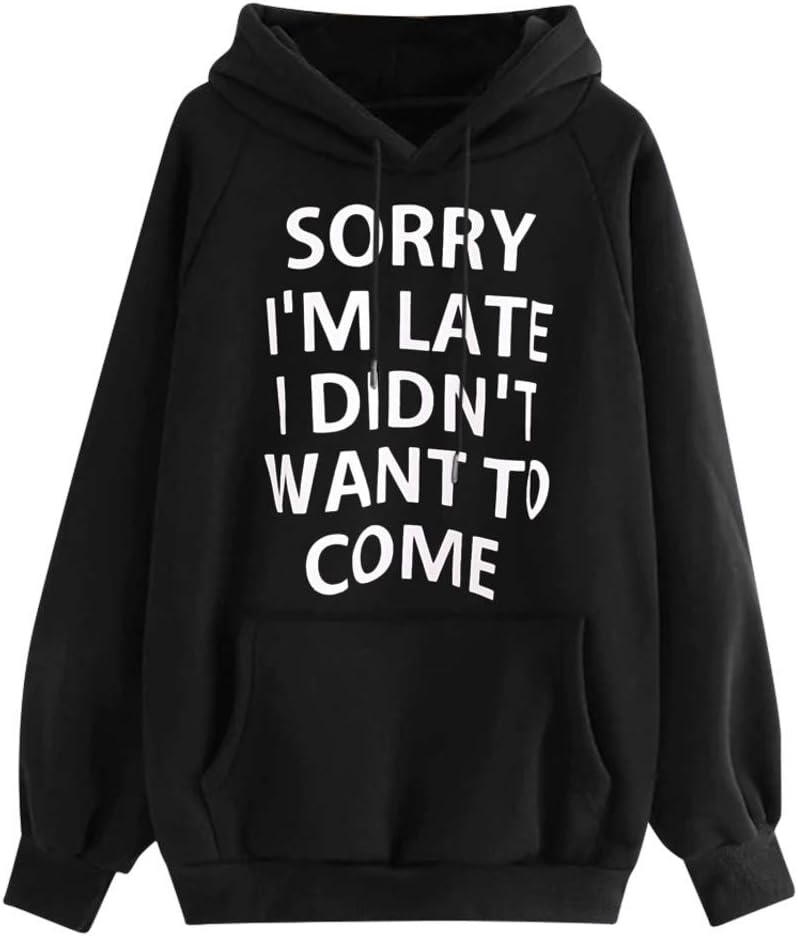 Juesi Women's Long Sleeve Pullover Hoodie Sweatshirts Fall Winter Fashion Letter Print Casual Pullover