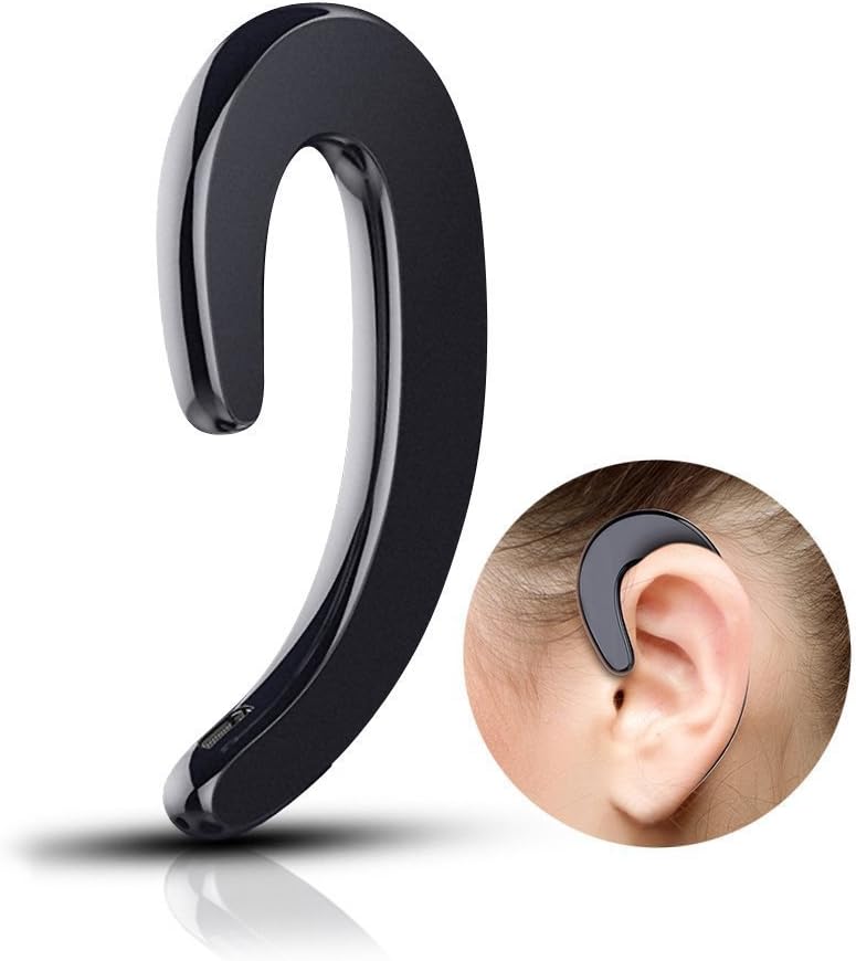 Ear Hook Headphones with Microphone, Noise Cancelling Bluetooth Wireless Earbuds,Non in Ear Painless Wearing Headset Compatible for iPhone X 8 7 6 and Android,Non Bone Conduction Headphones(black)