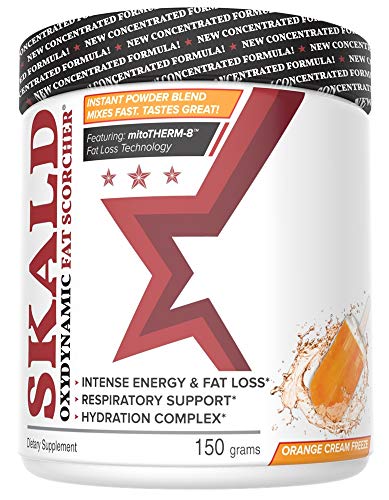 SKALD Powder First Pre Workout Fat Burner with Respiratory Support. Best Thermogenic Weight Loss Drink for Men and Women. For Energy, Cardio and Endurance (Orange Cream - with Hydration Blend)