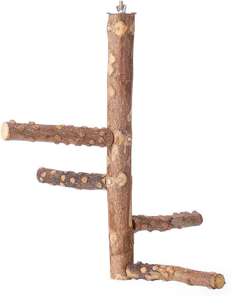 ZN Birdcage Stands, Bird Perch Parrot Perches Budgie Perch Nature Wood Stand Wood Pole Bird Standing Stick for Small Medium Parrots (brown)