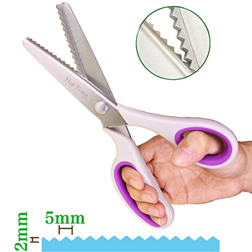 Hui Tong fabric pinking shears, sewing scissors ,Pinking Shears, pinking scissors,grey purple 5mm serrated