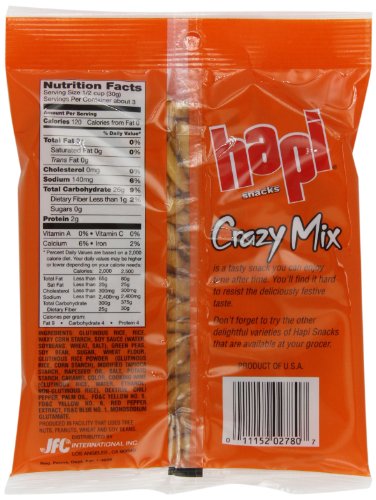 Hapi Crazy Mix Rice Crackers, 3-Ounce Bags (Pack of 12)