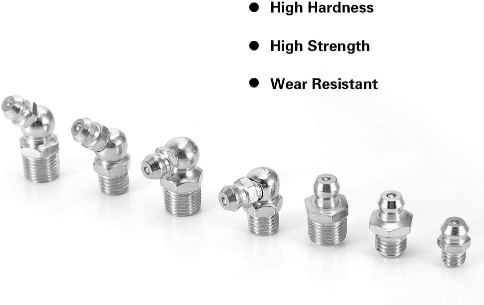 Grease Nipple Fitting Kit, 45 Pieces, M6/M8/M10 Iron Nickel Plated, Straight/90°/45° Zerk Fittings - Image 5