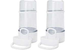 OTKARXUS Automatic Bird Feeder and Water Dispenser, 2PCS Cage Accessories for Parrots, Budgie, Lovebirds, Parakeet, Cockatiel - Food Seed and Bottle Drinker (White 415ml)