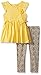 Calvin Klein Big Girls' Slub Jersey and Voile Yellow Tunic with Printed Leggings, 3T