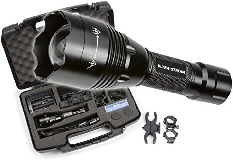 Ultra Stream Led 6 Inch Focusable Flashlight, Predator Hunting Kit, Gun Mount 300 Yards (Red-Green)