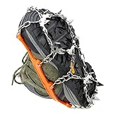 Uelfbaby 19 Teeth Micro spikes Footwear Ice Traction System Safe Protect for Walking, Jogging, or Hiking on Snow and Ice(19 Spikes/ Orange)