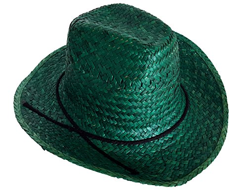 Dondor Assorted Woven Straw Cowboy Hats for Adults (Green) - Thumbnail 3