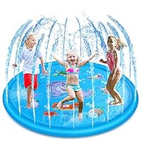 BOLMAZ Splash Pad, 68" Inflatable Water Sprinkler Pad & Sprinkle Play Mat Spray Wading Toys, Outdoor Summer Backyard Water Sprinkler Spray Mat for Kids Toddlers Boys Girls