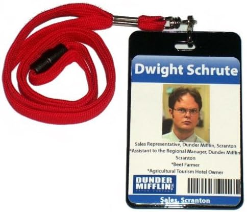 The Office TV show Dwight Schrute Dunder Mifflin official ID Badge prop by Final Score Products