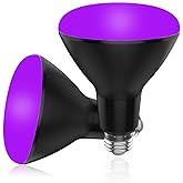 BR30 UV Black Light Bulbs 2 Pack for Glow Party -15W (100w Equivalent) E26 UVA 385-410 nm, Big LED Blacklight Flood Light Bul