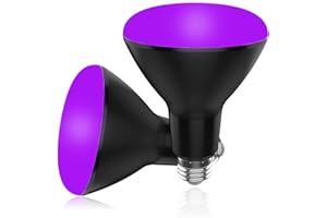 CICINY BR30 UV Black Light Bulbs 2 Pack for Glow Party -15W (100w Equivalent) E26 UVA 385-410 nm, Big LED Blacklight Flood Light Bulb for Room, Body Paints, Fluorescent Poster, Halloween, Blacklight Party