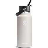 Hydro Flask Water Bottle - Insulated Stainless Steel - Wide Straw Lid, Non Spill, Leakproof in 32 Oz Oat Tan