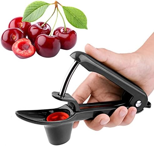 SENDIN Cherry Pitter Tool ABS Plastic Food-Grade Silicone Cup Olive Red Jujube Cherry Stone Remover Seed Remover for Juicing Stew Soup Kitchen Utensils &amp; Gadgets (Black)