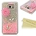 Note 5 Case, Galaxy Note 5 Case - Mavis's Diary 3D Bling Handmade Fancy Pink Love Heart Flowing Liquid with Lovely Flower White Butterfly Shiny Diamond Clear Hard Cover for Samsung Galaxy Note 5 N9200