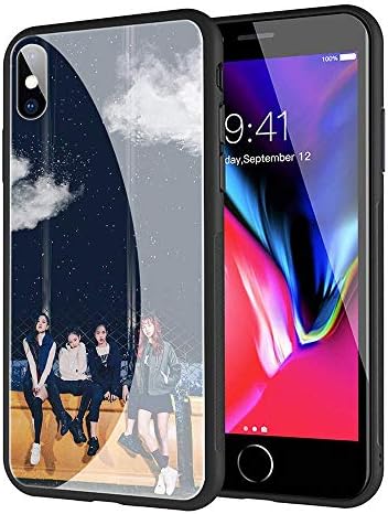 GUOZHAO Phone Case iphone 6 Plus/6s Plus,GZA-13 Blackpink Rose Lisa jennie Jisoo Tempered Glass Back Black Cover And Soft Silicone Rubber Bumper Frame for Scratch-Resistant And Anti-Scratch Absorption