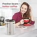 Stainless Steel Coffee Canister - CO2 Escape One-Way Valve - 16OZ Airtight Coffee Container - Free eBook & Scoop