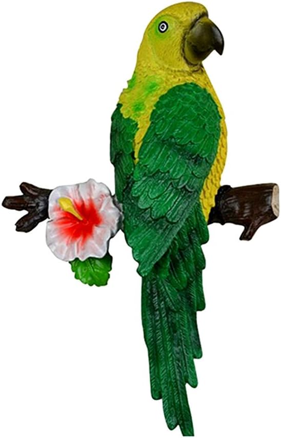MTinHD Tropical Parrot Bird Wall Sculpture for Home Decoration, Green