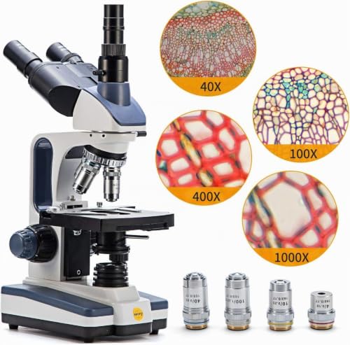 SWIFT SW350T Trinocular Compound Microscope, 40X-2500X Magnification, Siedentopf Head, Search Level, Two-Layer Mechanical Scene, 1.3MP Camera and Software, Windows and Windows Compatible