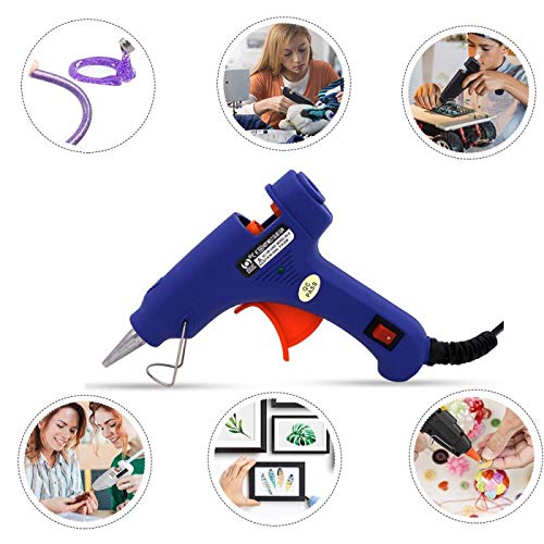 Karveden Professional Mini Hot Melt Glue Gun with 50pcs Glitter Adhesive Glue Sticks Ideal for Homes,Offices,School,Party Designers,DIY Air Craft Projects & Sealing and Quick Repairs(20-watt, Blue)