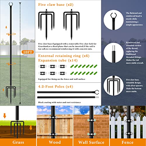 Mutovlin 2 Pack String Light Poles,10 Ft Light Poles for Outside String