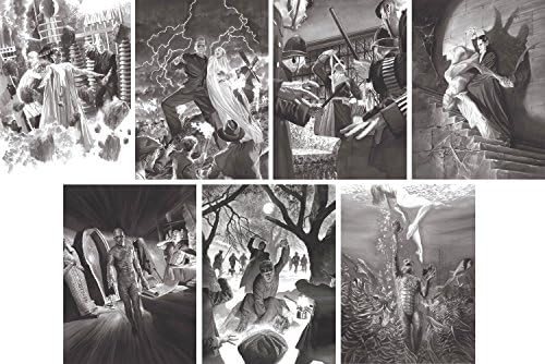 Universal Monsters Matched Numbered Set of 7 by Alex Ross - Hand-Signed Limited of 50 - Giclees on Canvas - NEW 28x21 with COA - Officially Licensed and Published by Universal Pictures