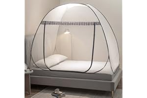 Mengersi Mosquito Net Tent for Bed,Pop-Up Bed Canopy with Net Bottom,Mosquito Netting Bed Tent for Kids Girls Boys,Bed,Suit for Indoor Outdoor (Twin, Gray),CAN3023114