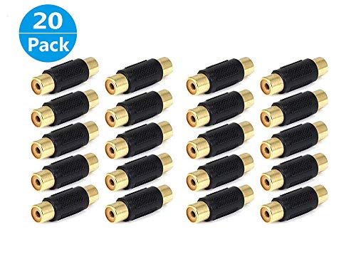 MCIGICM 20 Pack Audio Video Gold RCA Female to Female Coupler Adapter