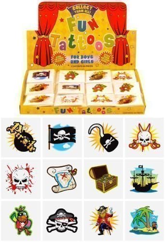 18 Packs of 12 Children Kids Girls Boys Pirate Temporary Tattoos Party Bag Loot Pinnata Fillers 216 in total