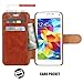 Mulbess Layered Samsung Galaxy S5 Mini Leather Case，Flip Phone Case Wallet with Magnetic Clasp for Samsung Galaxy S5 Mini Cover, Brown