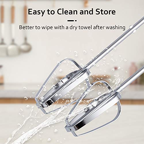 Hand Mixer Electric for Beginner, 350W Power Handheld Mixer for Baking Cake Egg Cream Food Beater, 5 Speed + Eject Button + 4 Stainless Steel Accessories