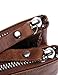 Lareinae Men Genuine Leather Cowhide Zip Wallet Vintage Bifold with Double Zipper Pockets (Brown 1)
