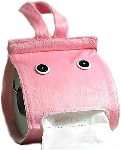 Honice Creative Hanging Tissue Holder Paper Holder Dispenser Cover Plush Cloth Toilet Paper Container Box (6 Colors Optional) (Pink)