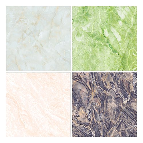 Foerteng Granite Look Marble Gloss Film Vinyl Self Adhesive Counter Top Peel and Stick Wall Decal (Crystal green)