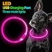 Led Dog Collar, BSEEN USB Rechargeable Flash Dog Necklace Light, Pet Safety Collar Makes Your Beloved Dogs Be Seen at Night for Small Medium Large Dogs(Pink)