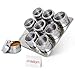 Nellam Stainless Steel Magnetic Spice Jars - Bonus Measuring Spoon Set - Airtight Kitchen Storage Containers - Stack on Fridge to Save Counter & Cupboard Space - 9pc Organizers in Silver