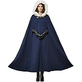 BEAUTELICATE Renaissance Hooded Cloak Cosplay Medieval Wool Blend Halloween Winter