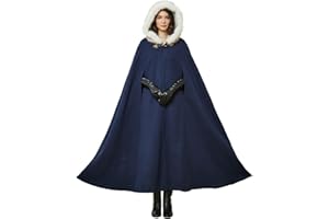 BEAUTELICATE Renaissance Hooded Cloak Cosplay Medieval Wool Blend Halloween Winter