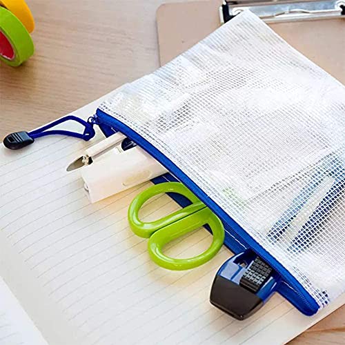 Koogel Zipper File Bags, 12Pcs Plastic Zip Envelopes Multiple Sizes Plastic Document Bags for School and Office Supplies A4 A5 A6 B4 B5 B6